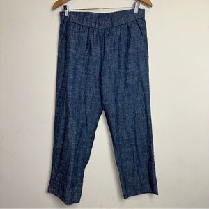 Eileen Fisher Women’s XS Linen Blend Chambray Straight Leg Pants Preppy Money